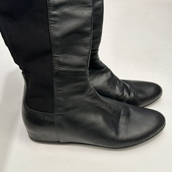 Stuart Weitzman Womens 7.5 M Black 50/50 Hidden Wedge Knee High Leather Boots - Picture 5 of 16